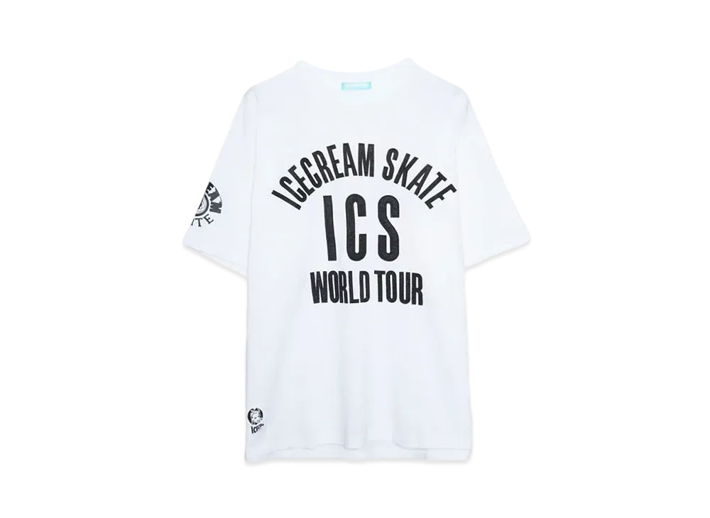 ICECREAM FELT LOGO COTTON T-SHIRT WORLD TOUR "WHITE"
