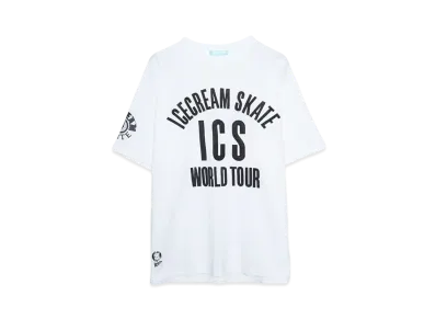 ICECREAM FELT LOGO COTTON T-SHIRT WORLD TOUR "WHITE"