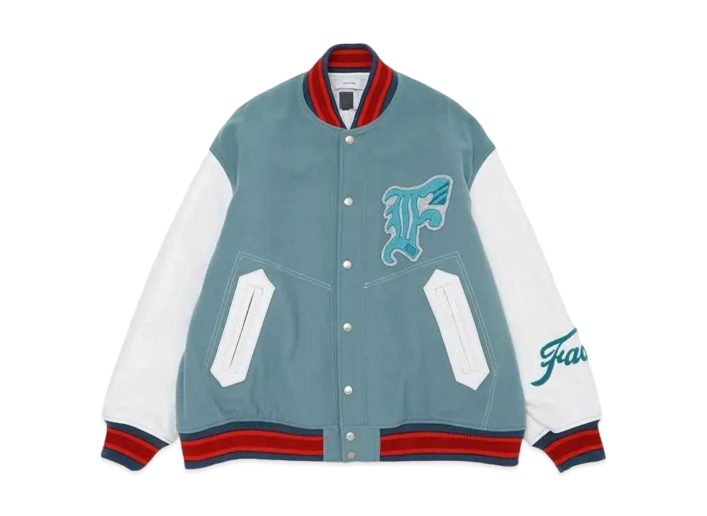 FACETASM PATCHED STADIUM JACKET "SMOKE BLUE"