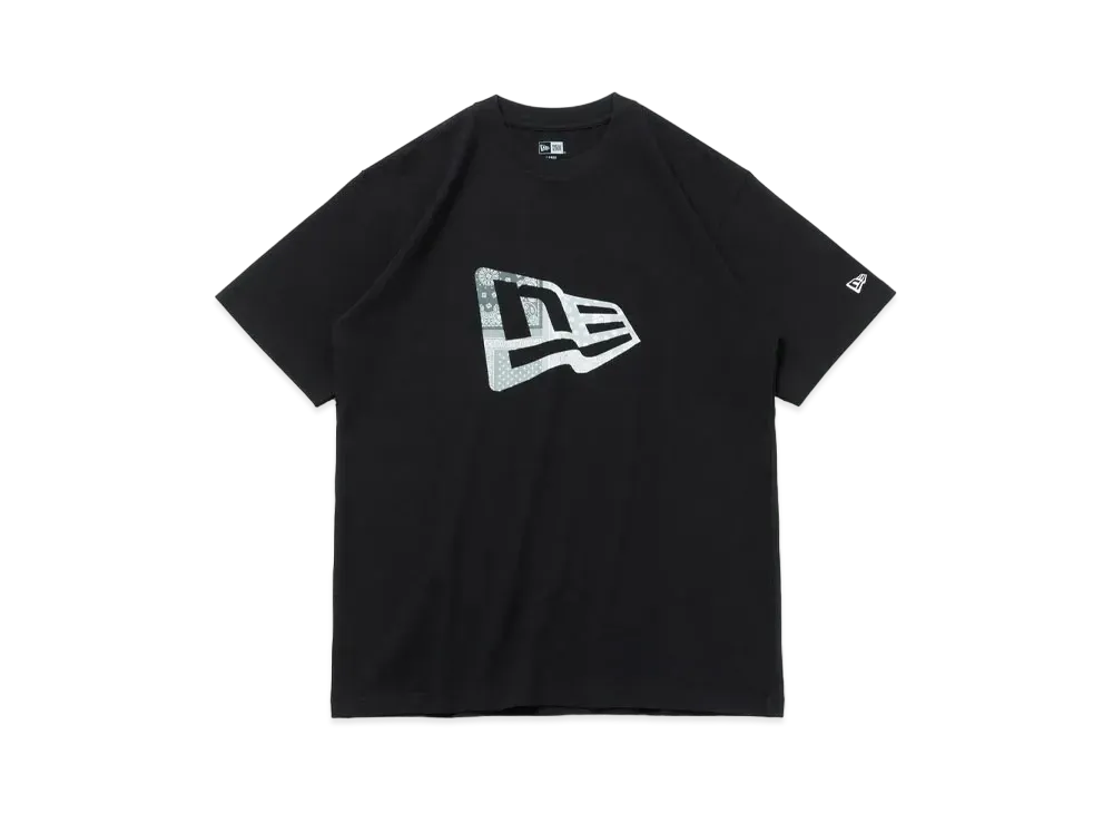 NEW ERA Short Sleeve Cotton T-Shirt Paisley Flag Logo Regular Fit "Black"