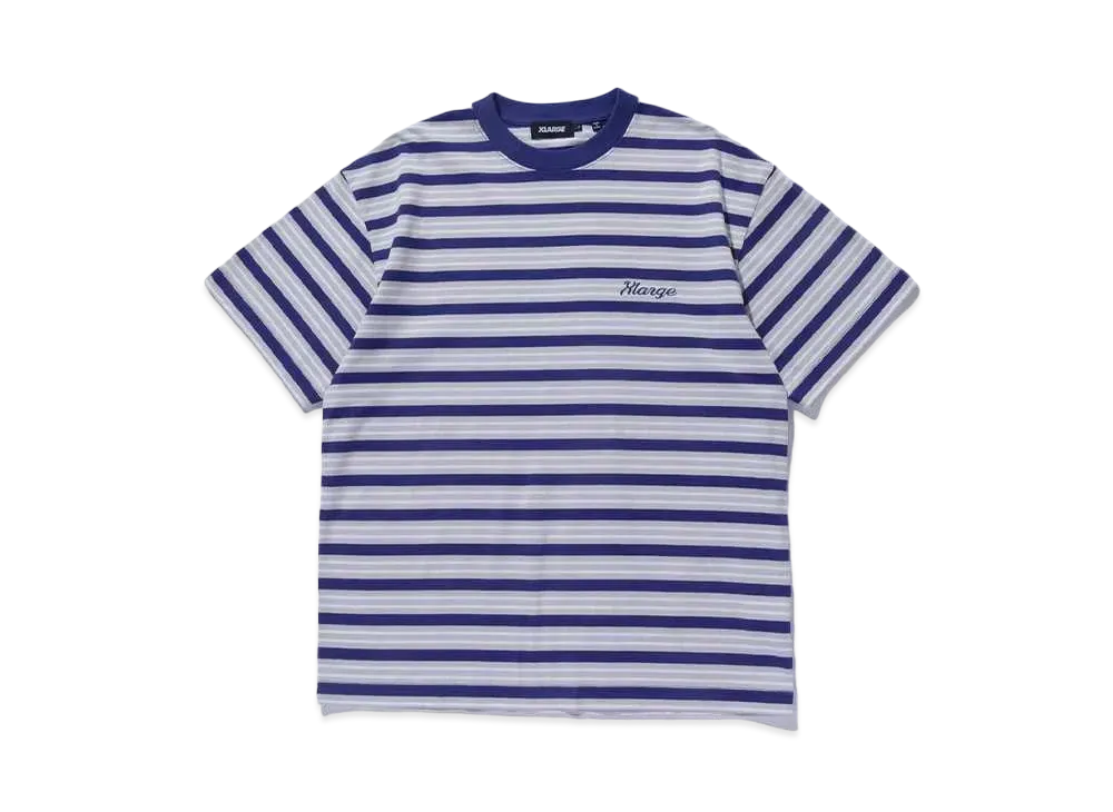 XLARGE STRIPED S/S TEE "NAVY"