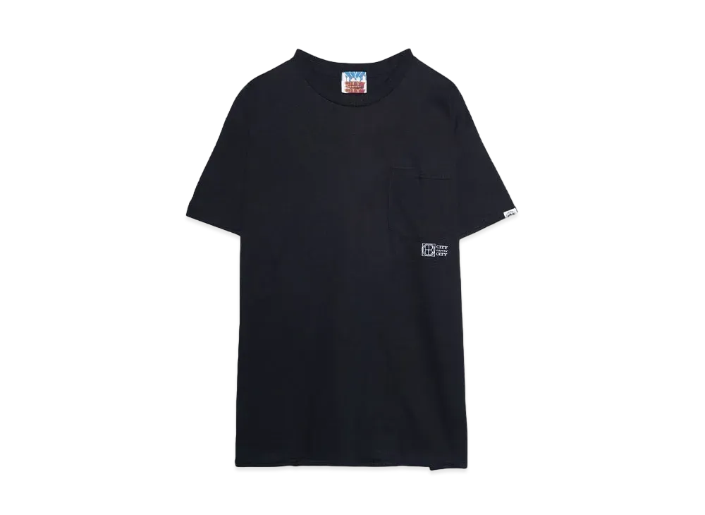 CITY COUNTRY CITY hobo x CITY COUNTRY CITY EMBROIDED LOGO COTTON POCKET T-SHIRT "BLACK"