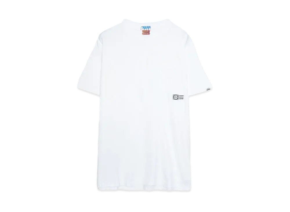 CITY COUNTRY CITY hobo x CITY COUNTRY CITY EMBROIDED LOGO COTTON POCKET T-SHIRT "WHITE"