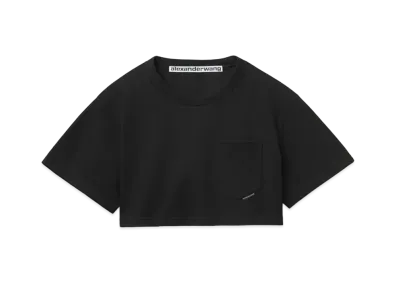 Alexander Wang High Twist Jersey Cropped T-shirt "Black"