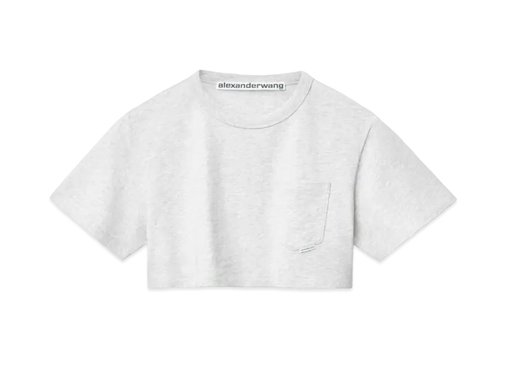 Alexander Wang High Twist Jersey Cropped T-shirt "Light Heather Gray"