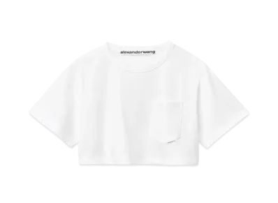 Alexander Wang High Twist Jersey Cropped T-shirt "White"