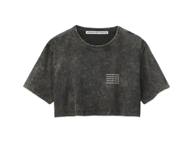 Alexander Wang Acid Wash Jersey Cropped T-shirt "Acid Black"