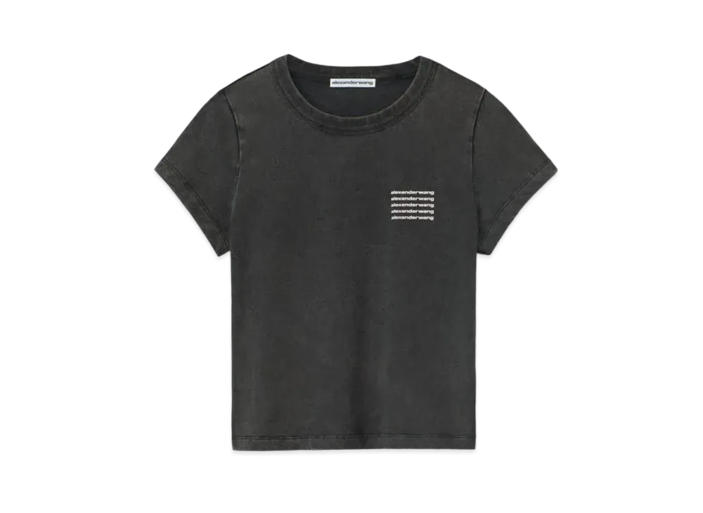 Alexander Wang Acid Wash Jersey Shrunken T-shirt "Acid Black"