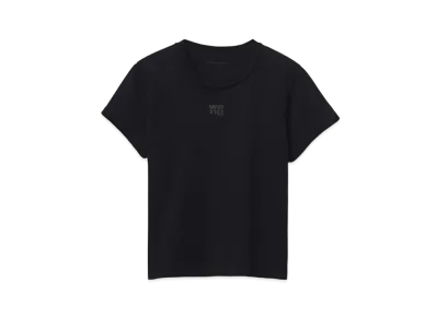 Alexander Wang Cotton Jersey Logo Shrunken T-shirt "Black"