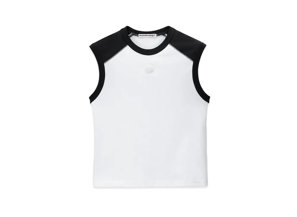 Alexander Wang Compact Jersey Shrunken Raglan T-Shirt "White/Black"