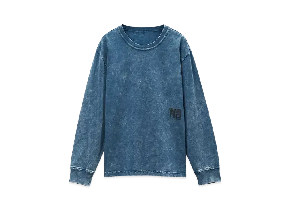 Alexander Wang Essential Logo Organic Cotton Long Sleeve T-Shirt "Acid Black Ice"