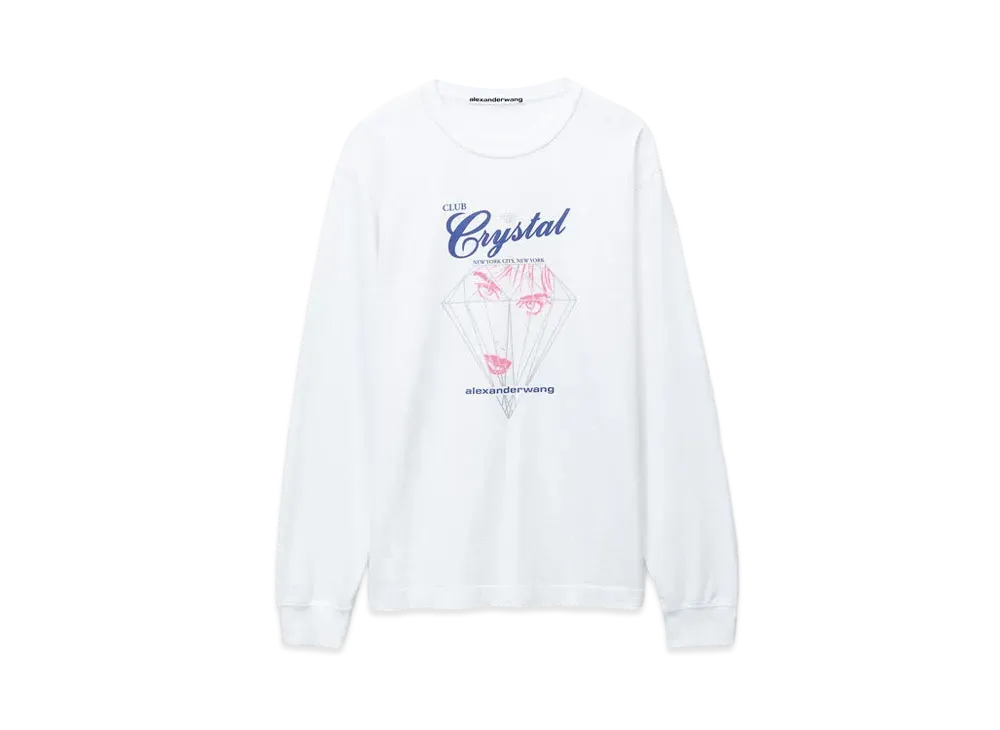 Alexander Wang Compact Jersey Graphic Long Sleeve T-Shirt "Bright White"