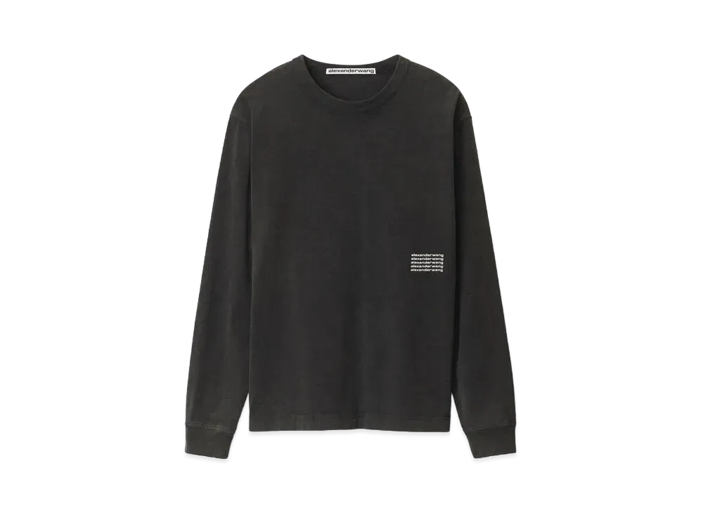 アレキサンダーワン アシッド ウォッシュ ジャージー ロング スリーブ Tシャツ "アシッドブラック"