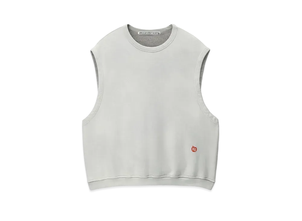 Alexander Wang Terry Sleeveless Crew Neck Vest "Washed Smoke White"