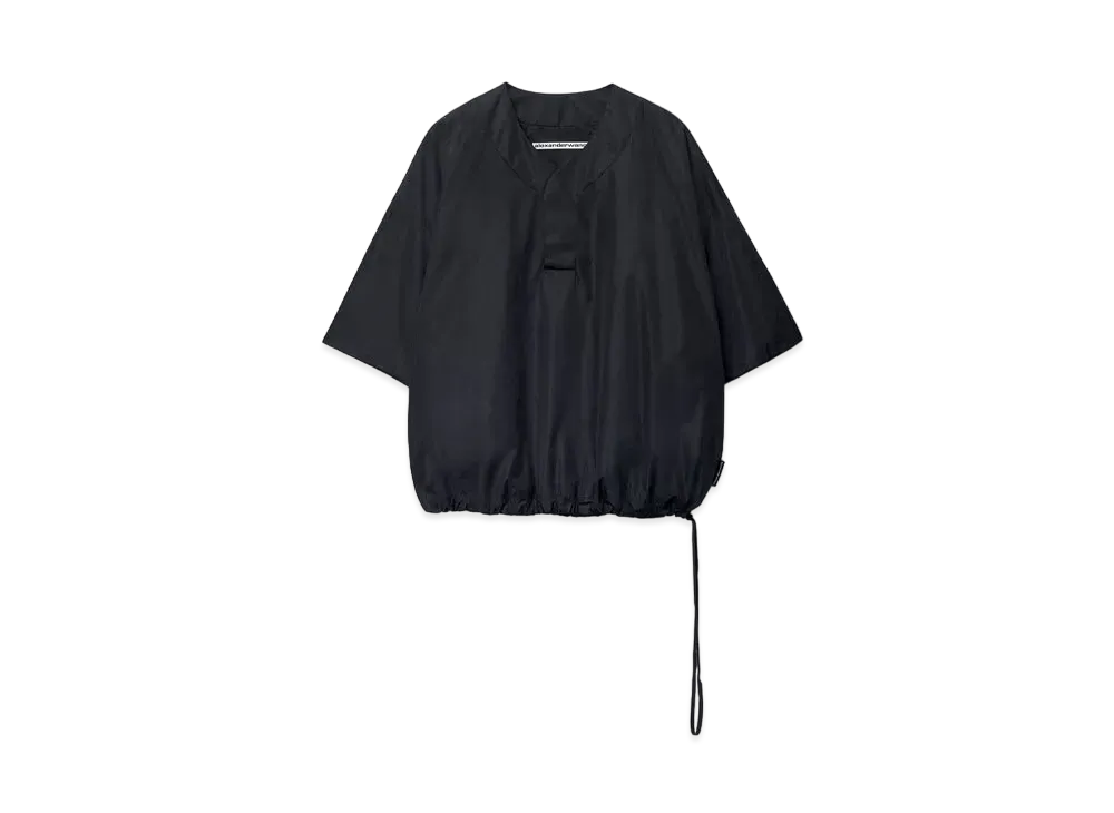 Alexander Wang Crisp Nylon Short Sleeve V-neck "Black"