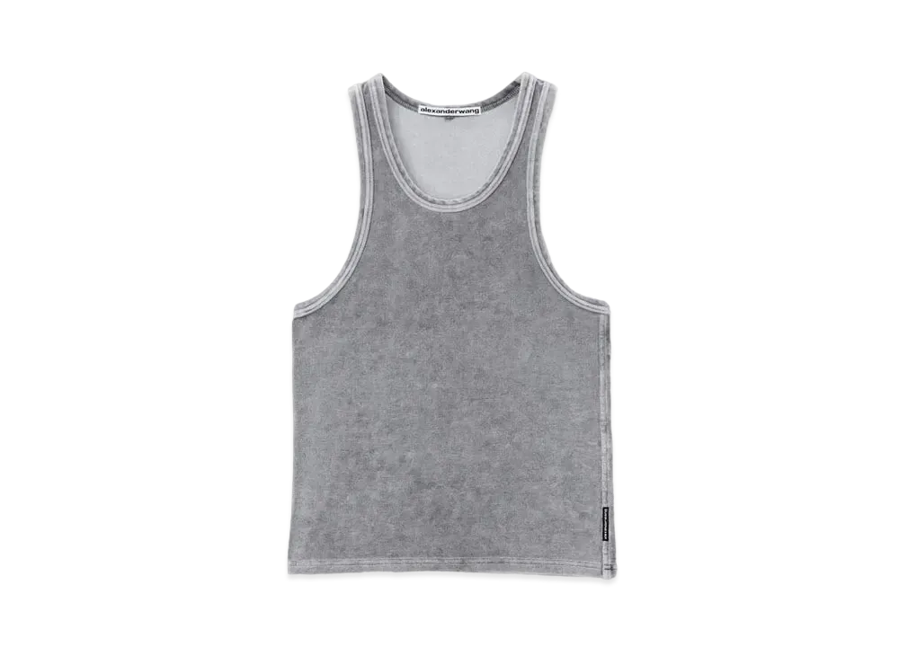 Alexander Wang Velor Crew Neck Tank Top "Washed Charcoal"