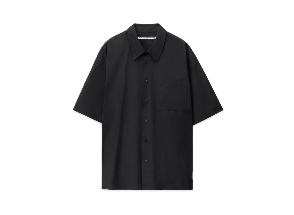 Alexander Wang Technical Cotton Short Sleeve Shirt "Black"
