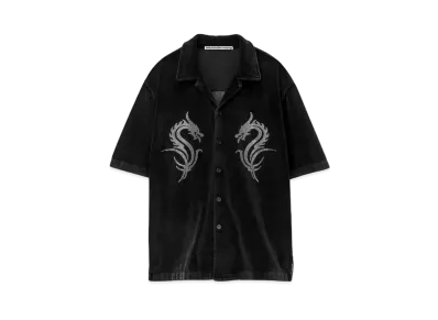 Alexander Wang Dragon Hotfix Velor Shirt "Washed Pepper"