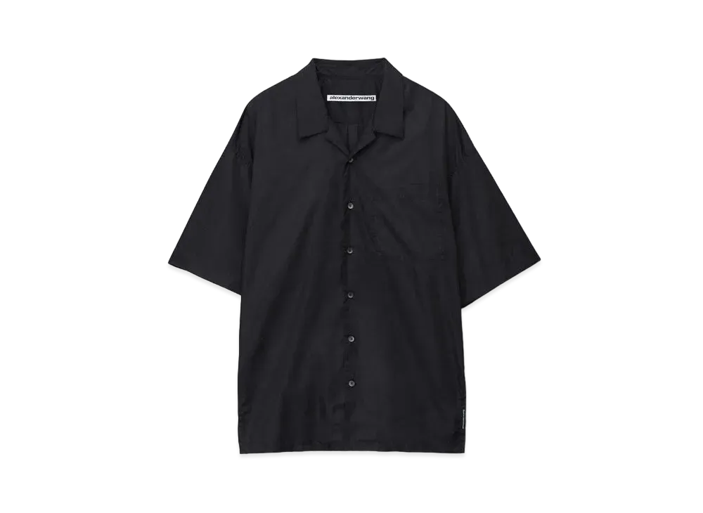 Alexander Wang Crisp Nylon Camp Shirt "Black"