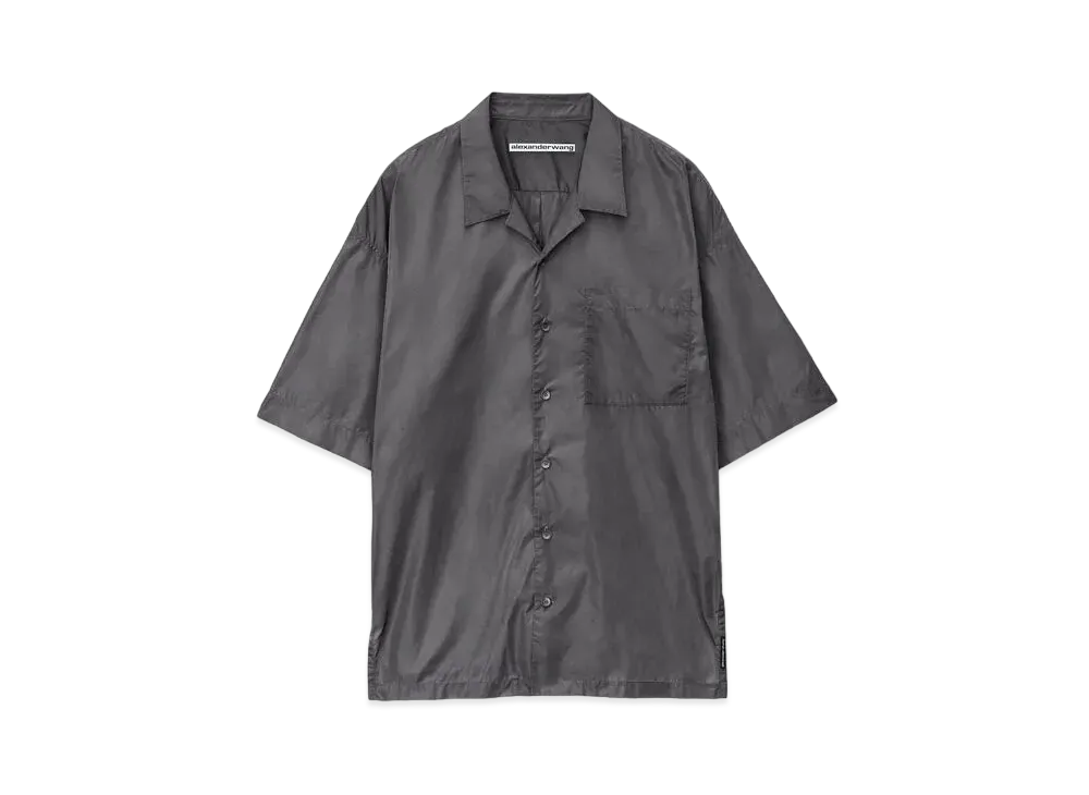 Alexander Wang Crisp Nylon Camp Shirt "Charcoal"