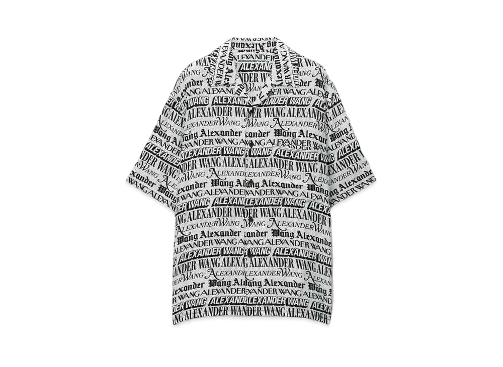 Alexander Wang Newspaper Print Camp Shirt "White/Black"