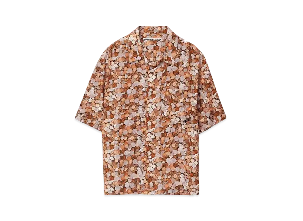 Alexander Wang Washed Cupro Coin Camp Shirt "Copper"
