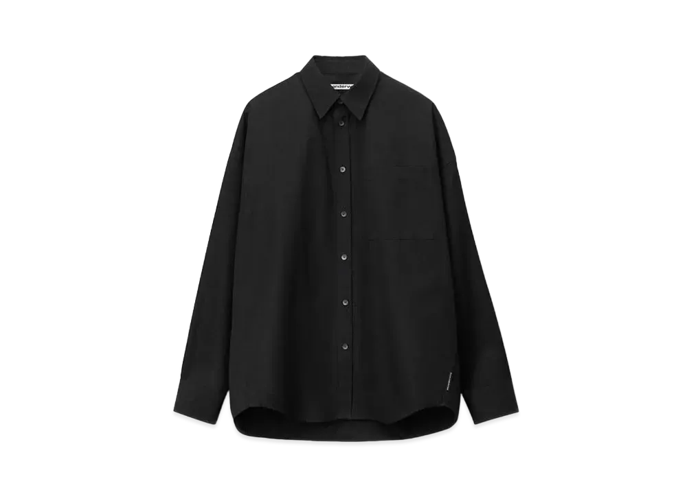 Alexander Wang Logo Cotton Button Down Shirt "Black"