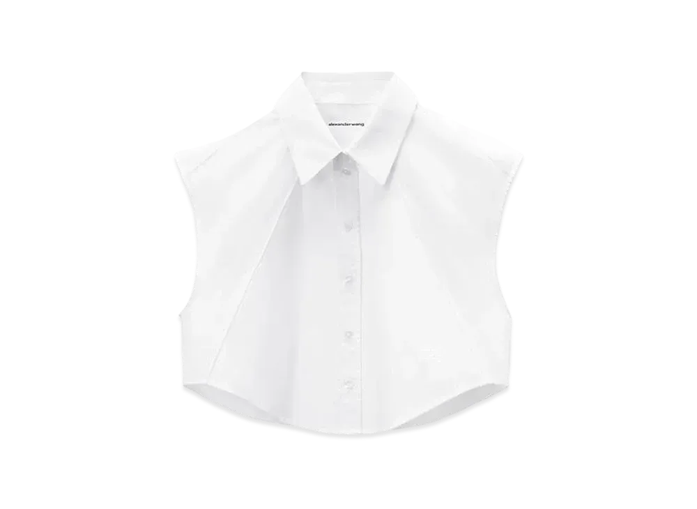 Alexander Wang Cropped Sleeveless Button Up Shirt "White"
