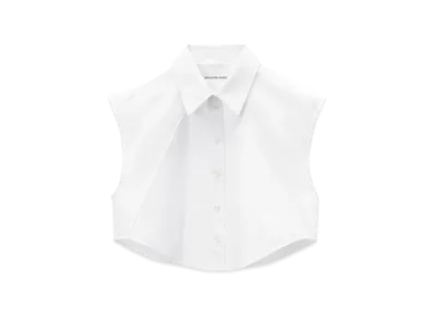 Alexander Wang Cropped Sleeveless Button Up Shirt "White"