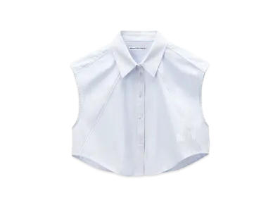 Alexander Wang Cropped Sleeveless Button Up Shirt "Light Blue Stripe"
