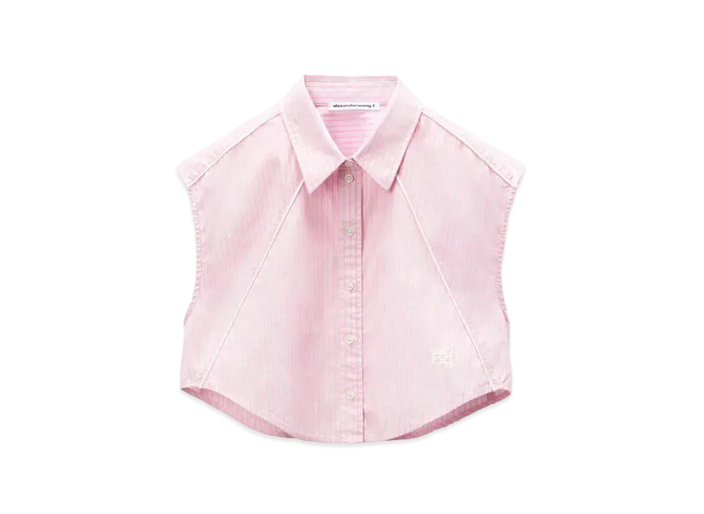 Alexander Wang Cropped Sleeveless Button Up Shirt "Pink Stripe"
