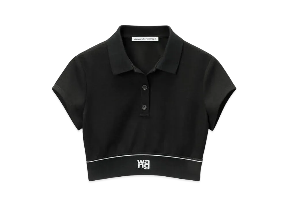 Alexander Wang Pique Cheerleader Polo Tops "Black"