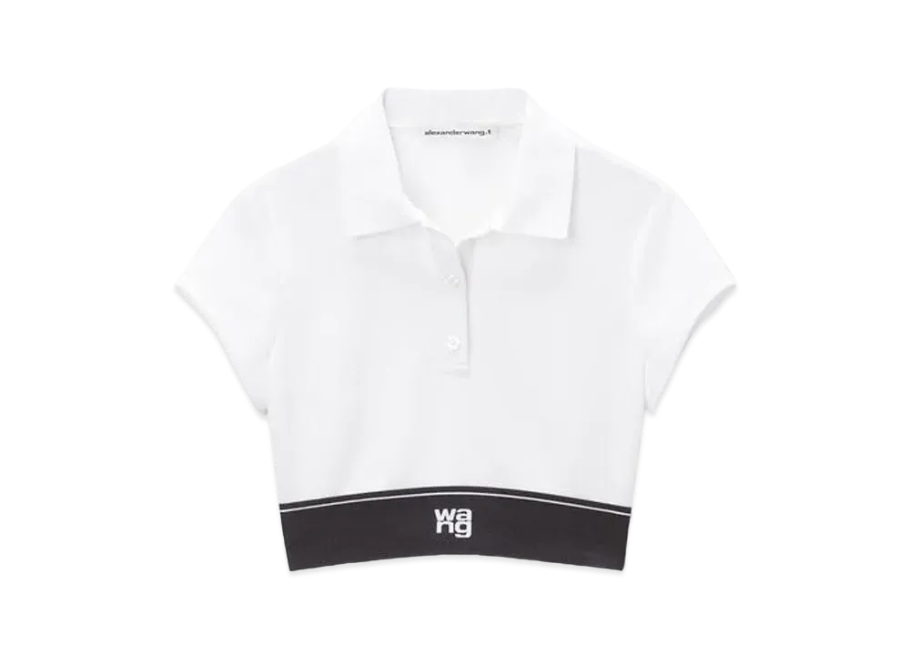 Alexander Wang Pique Cheerleader Polo Tops "White"