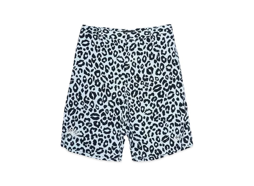 WIND AND SEA x MINEDENIM Lips Leopard Print Easy Shorts "LIGHT GREEN"