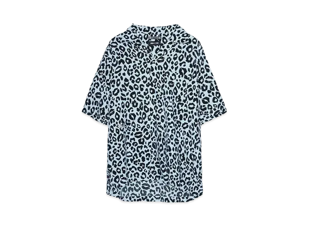WIND AND SEA x MINEDENIM Lips Leopard Print Open Collar SH "LIGHT GREEN"