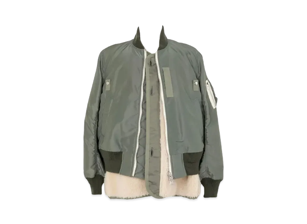 sacai Nylon Twill Blouson "Khaki/White"