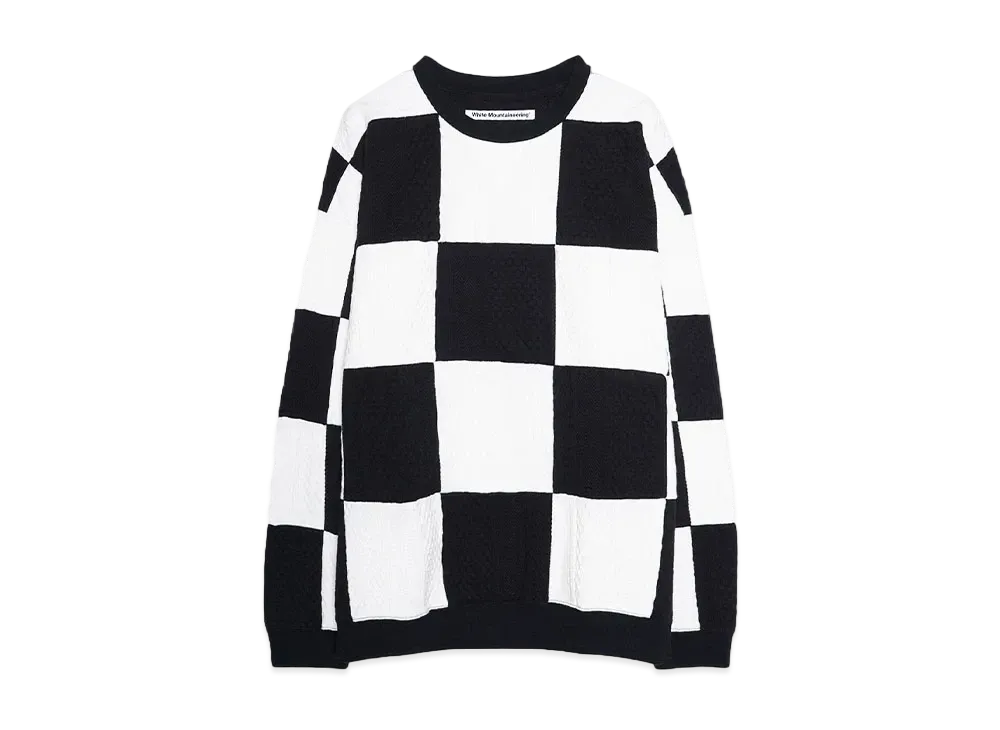 White Mountaineering CABLE JACQUARD LONG SLEEVE T-SHIRT "BLACK"