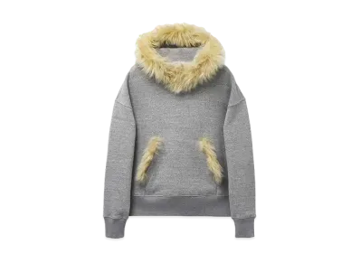 Alexander McQUEEN Fur Detail Hooded Sweatshirt "Gray"
