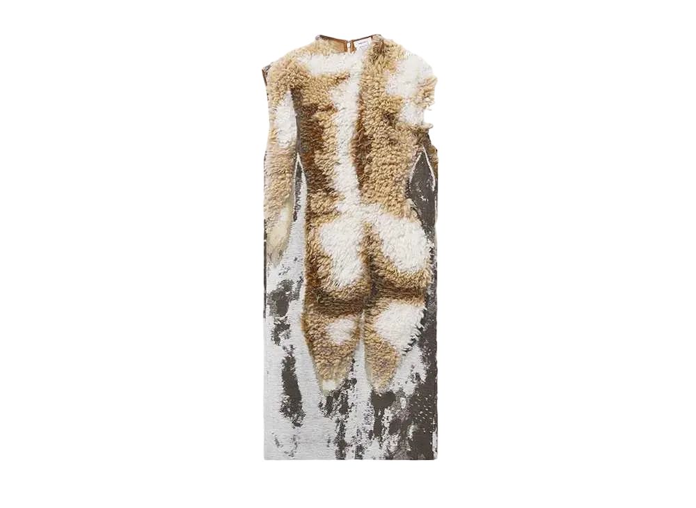 Alexander McQUEEN Sculpted Bum Jacquard Dress "Ecru"