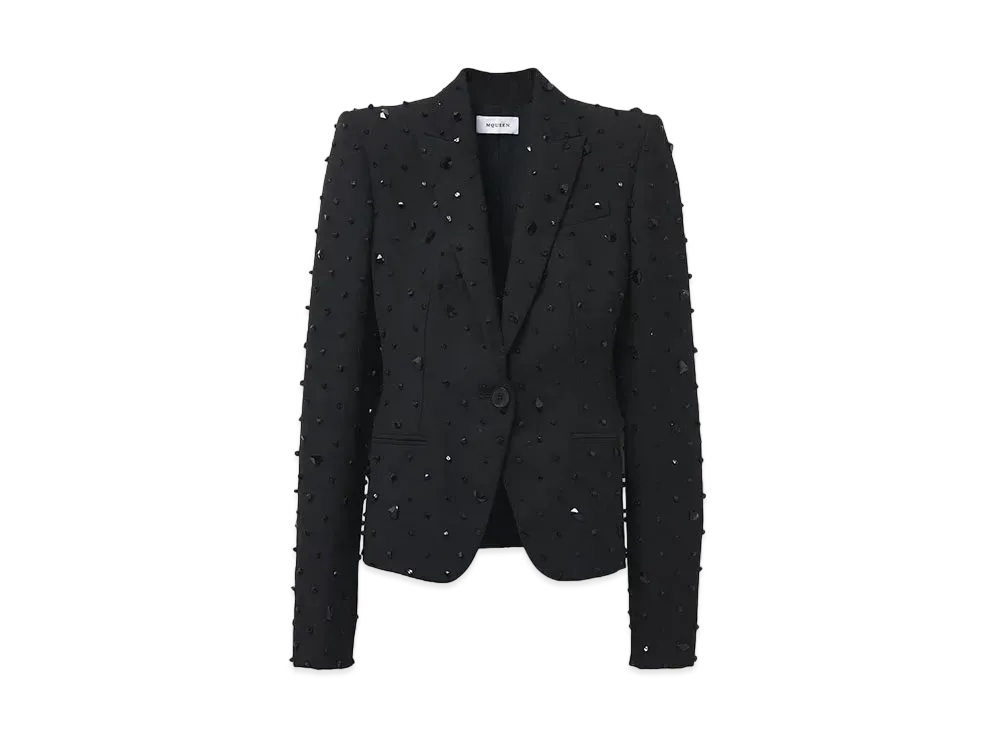 Alexander McQUEEN Cosmic Stone Embroidered Single Breasted Jacket "Black"
