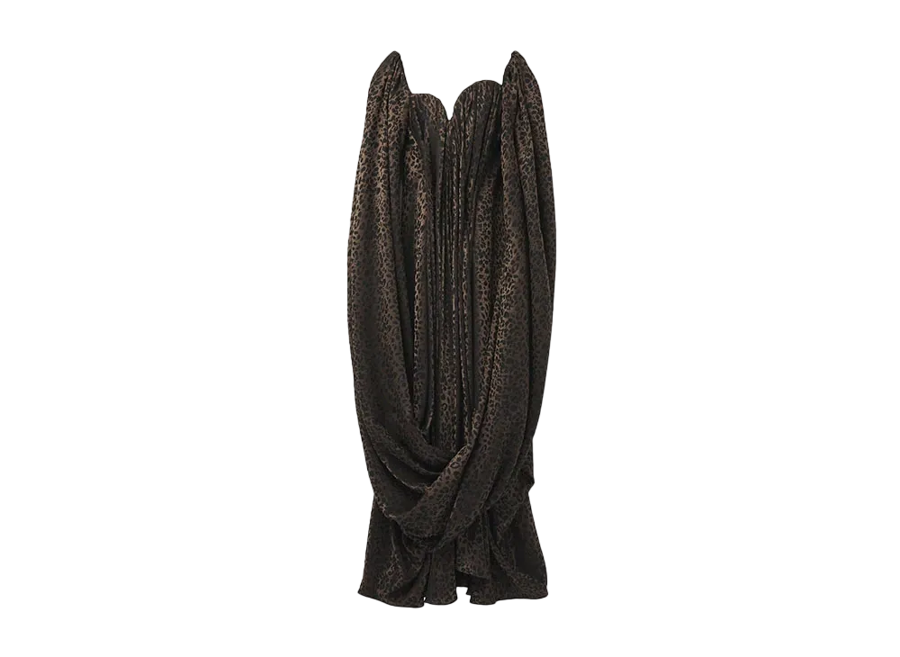 Alexander McQUEEN Leopard Jacquard Single Sleeve Dress "Black"