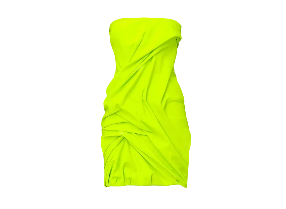 Alexander McQUEEN Draped Mini Dress "Acid Yellow"
