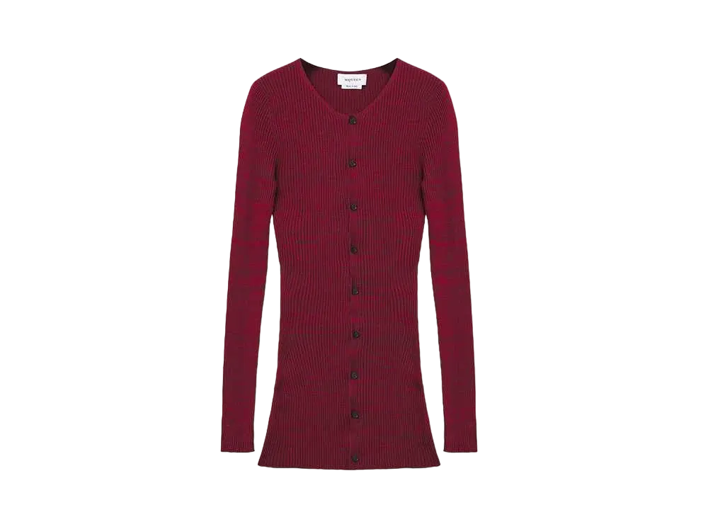 Alexander McQUEEN Ribbed Knit Cardigan "Bordeaux"