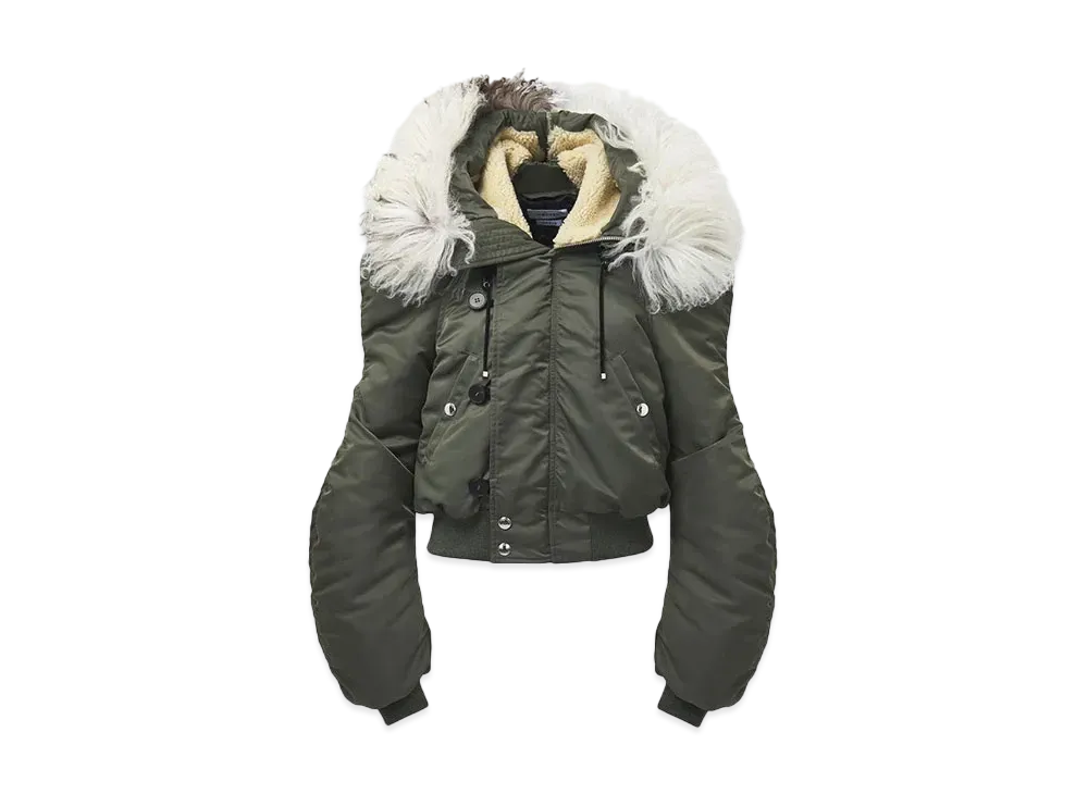 Alexander McQUEEN Fur Collar Bomber Jacket "Khaki"