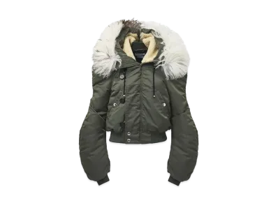 Alexander McQUEEN Fur Collar Bomber Jacket "Khaki"