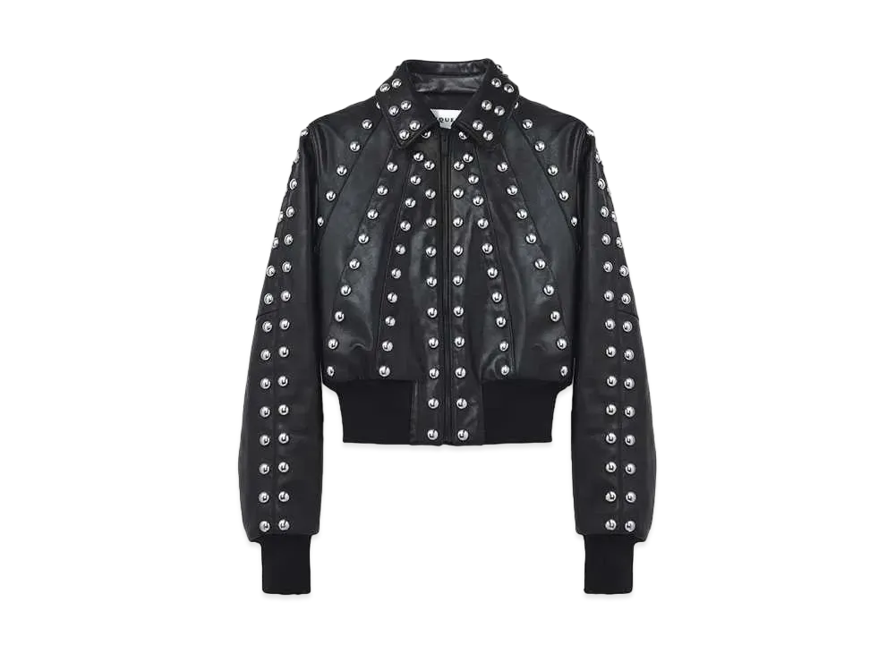 Alexander McQUEEN Studded Leather Bomber Jacket "Black"
