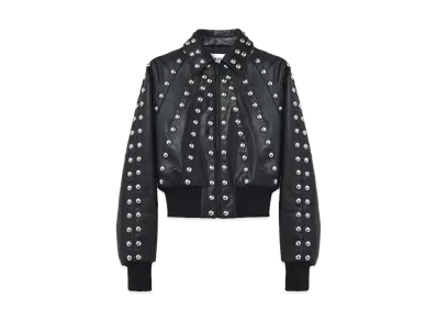 Alexander McQUEEN Studded Leather Bomber Jacket "Black"