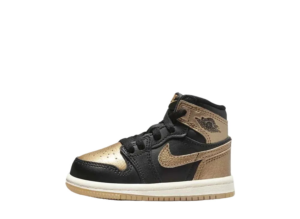 ナイキ TD エアジョーダン1 レトロ ハイ OG "ブラック アンド ゴールド" (キッズ)