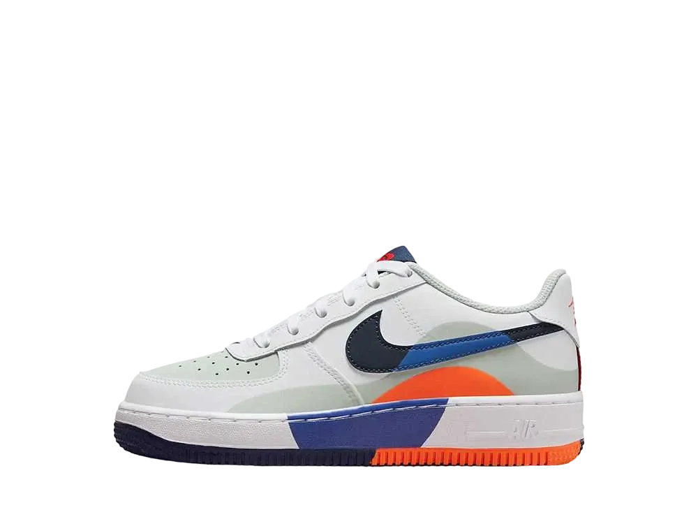 Nike GS Air Force 1 Low LV8 "Light Silver/White/Astronomy Blue/Midnight Navy"