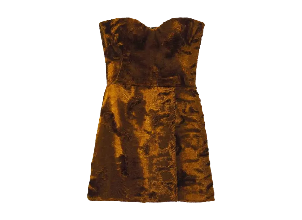 Alexander McQUEEN Faux Fur Mini Dress "Tan"